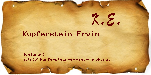 Kupferstein Ervin névjegykártya